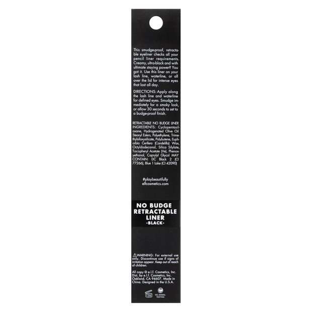 e.l.f. No Budge Retractable Eyeliner, Creamy, Ultra-Pigmented