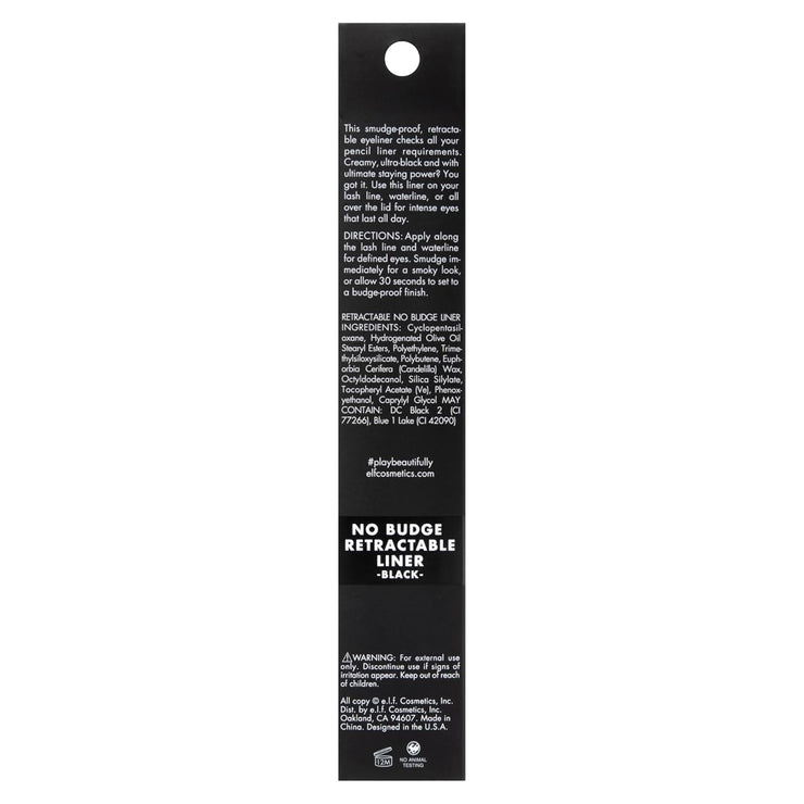 e.l.f. No Budge Retractable Eyeliner, Creamy, Ultra-Pigmented